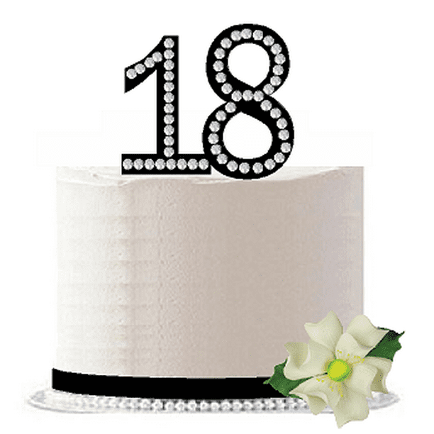 5" Rhinestone Silver Number Eighteen 18 Bling Cake Topper Birthday Anniversary